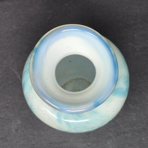 Blue And White Art Glass Mini Vase - Picture 2 of 4